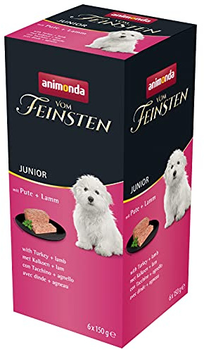 animonda vom Feinsten Hundefutter nass mit Pute + Lamm (6 x 150g), Welpen getreidefreies Hundefutter ohne Zucker, mit frischen, fleischigen Zutaten