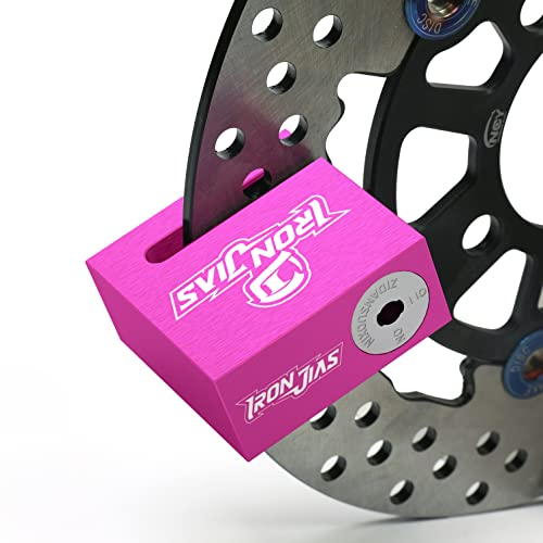 Bremsscheibenschloss Motorrad Schloss,wasserdichtes Diebstahlsicherung Motorradschloss,Scheibenschloss ohne Alarm,Bremsscheibenschloss 7mm aus Legierung mit Erinnerungskabel,Rosenrot