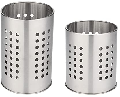 JAWAI 2 Stück Besteckhalter Aus Edelstahl, Runder Besteckkorb, Küchenutensilienhalter, Besteckständer Zur Verwendung in Wohnungen, Hotels, Restaurants