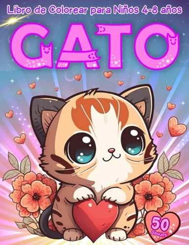 Gato Libro de Colorear para Niños 4 a 8 años: 50 Adorables dibujos de Gatos, para niñas y niños, a partir de 4 años