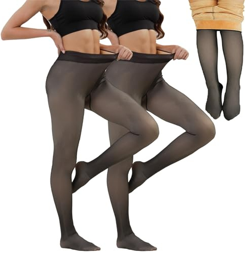 Merlvida Collant Polaire Femme Effet Transparent S-3XL - Collant Thermique Épais, Legging Chaud Femme Hiver - Collants à Taille Haute et Doublés Grande Taille