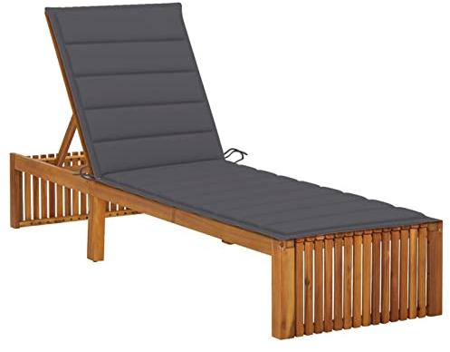 Camerina Sonnenliege mit Auflage Akazie Massivholz Saunaliegen Kippliegen Outdoor Recliner