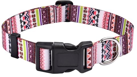 Mihqy Dog Collar for Large Dogs, Fashion Design, Pink Bohemia,L | Neck Fit 14.9-24.8, Multiple Patterns,4 Sizes for Small Medium Large Dogs, Comfortable for Walks and Outdoor Hikes