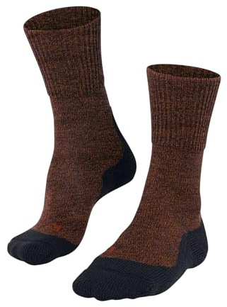 FALKE TK1 Adventure Wool M So lana hilo funcional antiampollas gruesos 1 par, Calcetines para senderismo Hombre, Naranja Tangerine 8094, 39-41