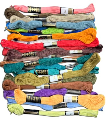 50 madejas de hilo de algodón para bordado de punto de cruz, color / hilo de algodón UK/paquete de 50 unidades viene con paquete de 5 agujas de ojo grande y 2 madejas metálicas