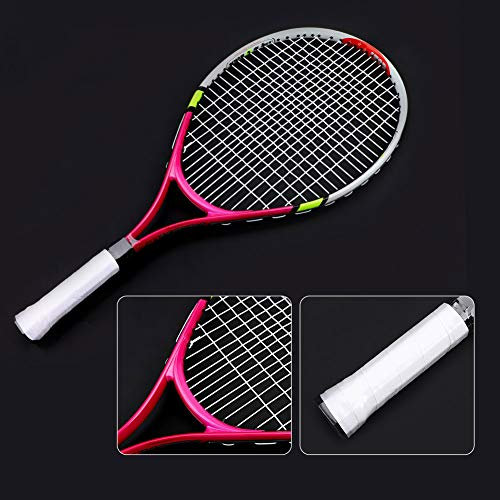 Raquette de Tennis, Raquette de Tennis 58,5 X 26 Cm, Corde en Alliage d'aluminium, Raquette de Tennis Simple avec Sac de Transport pour l'entraînement des Enfants (Rose Rouge)