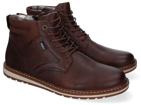 shoes&blues.es 87363 Botin Casual Plano de Hombre, Comodo, Diseno Moderno, Detalle de Costuras Cierre de Cordones y Cremallera. Marron Talla 42