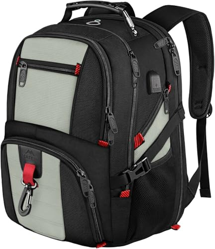 MATEIN Zaino PC 18.4 Pollici Uomo Donna, 55 Litri Zaino da Lavoro Impermeabile con USB per Studenti Superiori, Universitari, Professionisti, Insegnanti e Viaggiatori Outdoor, Grigio