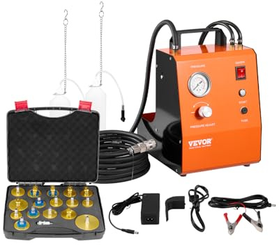 VEVOR Kit Spurgo Freni Elettrico, Kit Adattatore Completo per Fluido Freni Elettrico 220 V con Manometro e Pompa dell'Aria Integrata, Set Adattatori Versatili per Spurgo Freni per Alimentazione CC CA