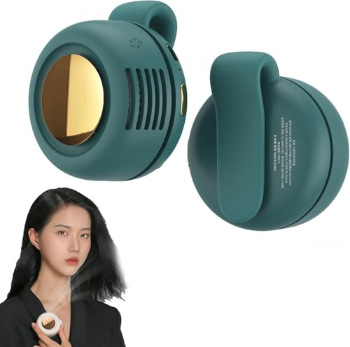 YuuFcy Portable Silent Mini Bladeless Fan, Clip On Waist & Neck Fan, Rechargeable Clip-On Hands-Free Fans 3 Speeds, Wearable Cooling Fans for Outdoor/Travel/Shirt/Office (Green-1)