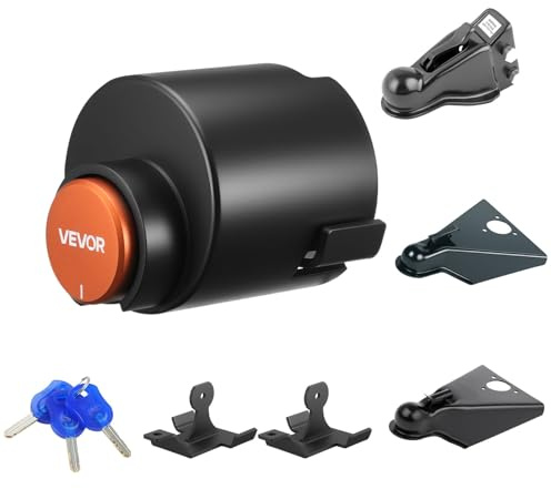 VEVOR Lucchetto per Rimorchio, per Attacchi da 50,6 e 58,6 mm, Lucchetto per Gancio di Traino con 3 Chiavi, Resistente allo Scasso e alla Corrosione, Compatibile Giunto a Sfera a Bordo Piatto