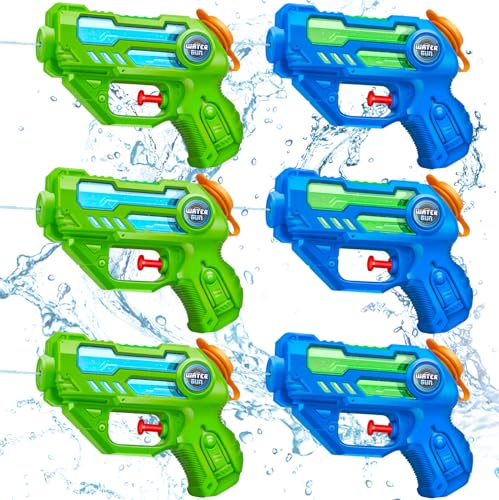 Pistole Acqua per Bambini Doviden_Mini Pistola Acqua Portatile Gittata 7m, Confezione 6 Pezzi, Giochi Acqua Estivi per Piscina, Spiaggia, Giardino, Feste, Regalo per Bambini e Bambine 3-7 Anni