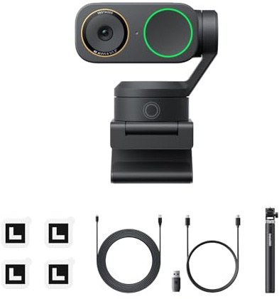 Insta360 Link 2 Pro Creator Bundle – 4K PTZ Webcam for PC/Mac, 1/1.3” Sensor, Low-Light, AI Tracking, HDR, Directional Noise-Canceling Mics, Supports Stream Deck, Zoom, Twitch for Streaming