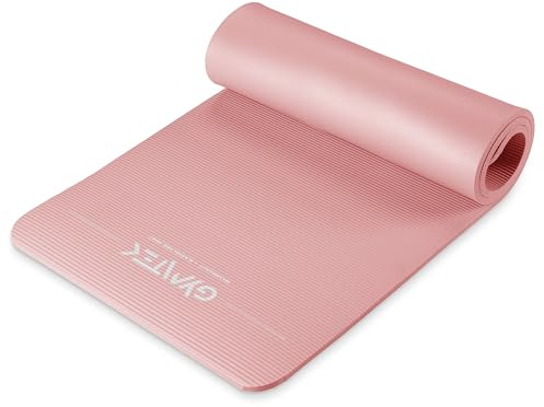 Gymtek Rose Tapis Yoga Pliable Antidérapant NBR 182x60x1,5 cm, Yoga Mat avec Sangle de Transport, Pilates Accessoires Femme pour Gym, Fitness, Gymnastique, Tapis de Sport Fitness a la Maison