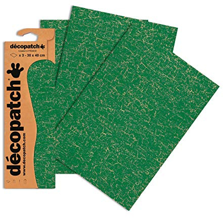 Décopatch Green/Brown Crackle Paper, 30x40cm (Pack of 3 sheets)