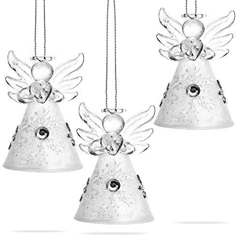 SIKORA BS346 Engel Christbaumschmuck Glas Figur Weihnachtsbaum Anhänger 3er Set