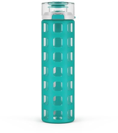 Ello Syndicate Glass Water Bottle with One-Touch Flip Lid, Mint, 20-ounce