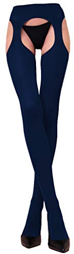 Wooti Panty de Microfibra de 100 den MESSICANA con Liguero incorporado, color Azul, talla S/M, Atractivo, Elegante, Cómodo, Caliente, Suave, Sexy, Resistente, Opaco