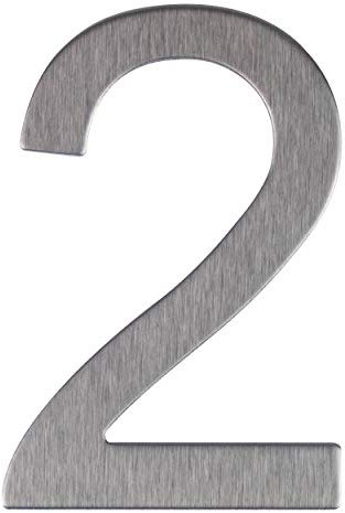 Lettera e Numero civico in acciaio inox opaco, adesivo, altezza 76 mm, numero civico design (2)