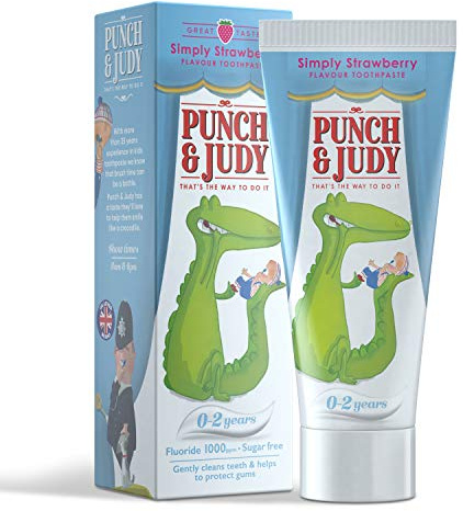 Punch & Judy Kids Toothpaste - Baby Strawberry Flavour, 0-2 Years, Fluoride, Sugar Free 50ml (Pack of 1)