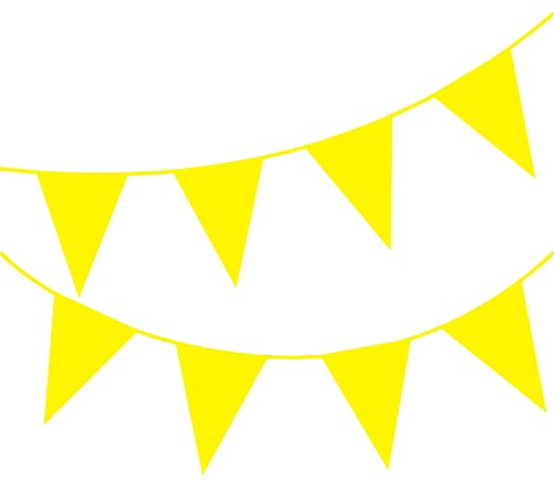 Happium 10 m (32 fot) enfärgad flaggväv flaggor banderoll vimpel festdekoration girlang (gul),perfekt för födelsedagar, bröllop, temafester, helgdagar och andra speciella evenemang.