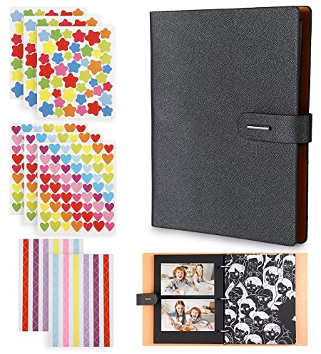 Giloty Album fotografico Fai da Te, Album Foto Scrapbooking con 30 Pagine Nere Album, Copertina Impermeabile in Pelle Regalo Perfetto per Compleanno, Festa della mamma, San Valentino (Nero)