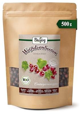 Biojoy Bayas de espino blanco BIO, secas, enteras, té, 500 g