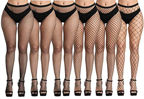 DRESHOW 6 Paires Femme Sexy Élastique Collants Taille Haute Filets de Pêche Bas Résille Cuisse Haut Bas Collants