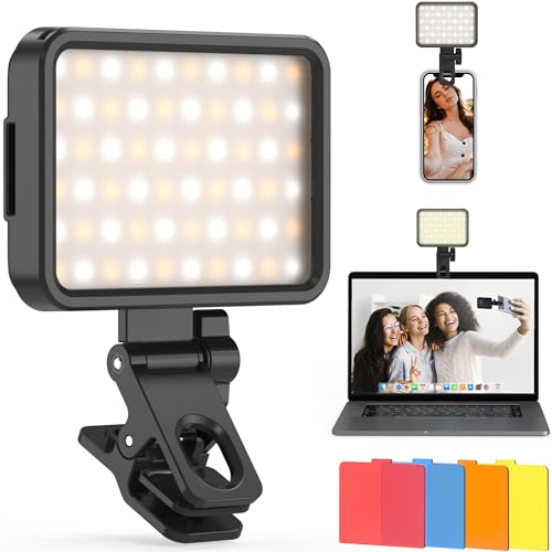 NOVTEKE Selfie Licht mit Clip,84 LED Videolicht mit 2600-6000K 3 Lichtmodi, CRI 95+, 2000mAh tragbare Videoleuchte für Phone, iPad, Kamera, Laptop, handylicht für Selfie, TikTok, Live-Streaming