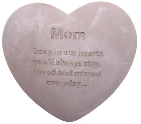 Wowser Mom Heart Shaped Memorial Stone, Sympathy Gift, Remembrance Garden Accent, 6 Inches