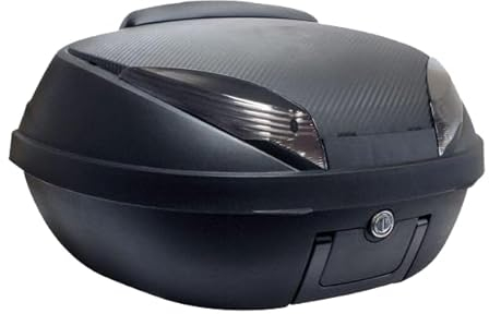 BAULETTO 52L NERO OPACO E CARBON 58X45X32,5CM CON PIASTRA FISSA E SCHIENALINO