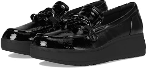 Clarks Collection Women's Zylah May Loafer, Black Crinkle Patent, 8.5 M US