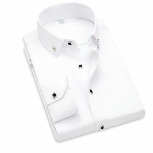 Adalex Global Mens Shirts Long Sleeve Slim FIT Premium Quality Fabric, Ideal Shirts for Men Adult Casual, Wedding or Business Wear, Comfortable Fit, Variety of Colours (XL, White)