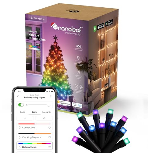 Nanoleaf 24M Smarte Lichterkette with Weihnachtsszene, RGBIC LEDs, drinnen und draußen, Musik Sync, Matter über WLAN, Funktioniert mit App, Sprachsteuerung (Alexa Google Apple Home) Dekoration