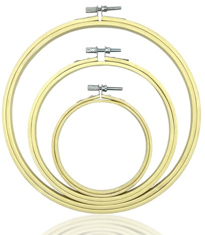 QZKJQDD 3 Stück Stickrahmen, Runden Stickrahmen Holz, Einstellbar Embroidery Hoop, Keine Grate, Glatt und Leicht, Geeignet für Heimwerkerarbeiten, Kunsthandwerk, Handnähen usw (10cm cm cm)