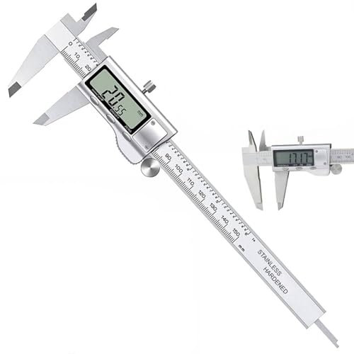 ATEK Digital Vernier Caliper 150mm (6) – LCD Screen Caliper Measuring Tool with Inch/Millimeter/Fraction Conversion, Precision Stainless Steel Vernier Calliper for DIY, Engineering & Workshop
