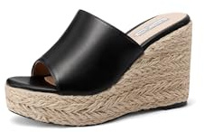 QUEEN HELENA Zeppe con Plateau Sandali Alti Casual Donna ZM9928 (Nero, Sistema Taglie Calzature EU, Adulto, Donna, Numero, Media, 38)