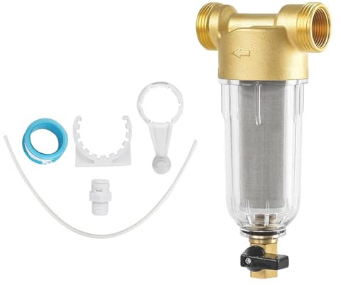 Filtro de retrolavado de agua, filtro de sedimentos reutilizable spin-down, filtro de agua con adaptador, prefiltro de sedimentos para manguera de agua de pozo 100-100μm (100-100μm3/4)