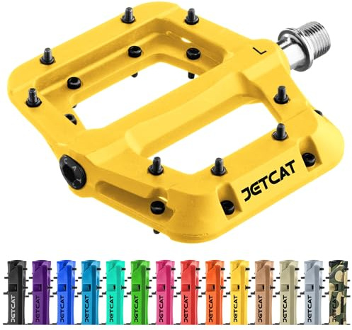 JETCAT Pédales VTT Plates - MTB Plates, Pédales Vélo pour BMX/MTN/Route/Gravel/EBike, Pédales BMX, Plateforme, Adultes/Enfants - MTB Pedals Flat, Bicycle Pedals for BMX/MTN/Road/Gravel