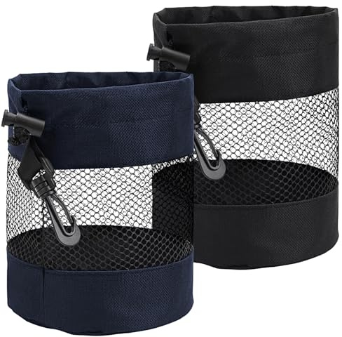 Classicseali 2pcs Golf Ball Bag,Multifunctional Golf Practice Ball Bag, Nylon Mesh Golfs Balls Bags, Suitable for Table Tennis Balls, Children's Toy Storage, and Diving, Black,Navy Blue