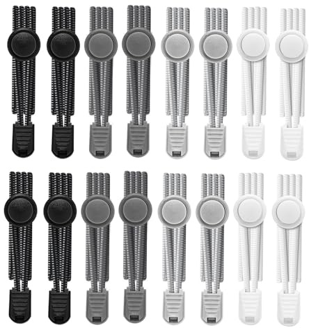 8Pares de Cordones Elásticos para Zapatillas,BetterJonny cordones de zapatos sin Nudo No Tie Cordones Cordones Elásticos con Sistema de Bloqueo para Jóvenes y Mayores o Personas con Movilidad Reducida