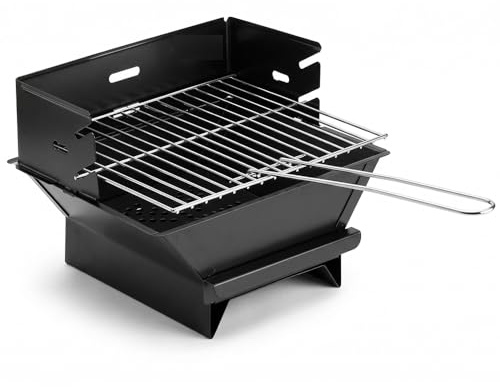 Barbecue Griglia da Tavolo o appoggio e grigliare arrostire carni pesce verdura Compatto Portatile Made in Italy a carbonella con cassetto raccogli ceneri comodo da Balcone Picnic Campeggio giardino