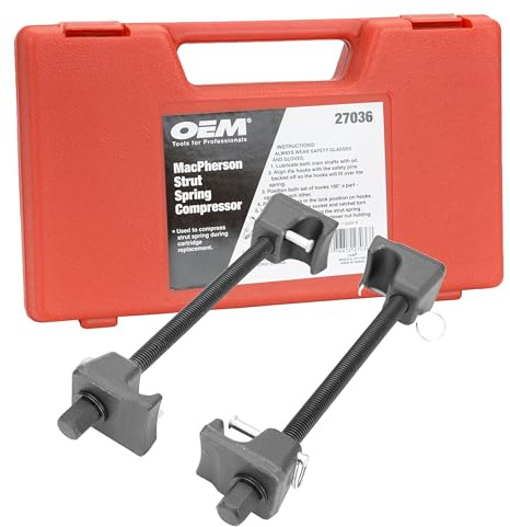 OEMTOOLS 27036 10.75 Inch MacPherson Strut Spring Compressor, Set of 2 Universal Spring Compressor Tool Automotive, 9.75 Inch Maximum Safe Opening, Carrying Case Included
