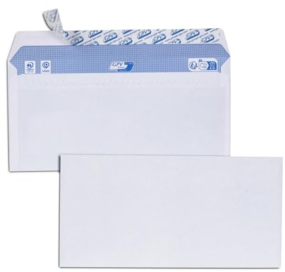 GPV - Bloc de 25 enveloppes - Format DL (110x220 mm), fermeture auto-adhésive, papier 90g/m² - Certifié PEFC