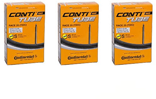 Continental Unisex Rennrad-Innenschläuche 28 (700 20–25 C, 80 mm langes Ventil, Presta, 3 Stück Schlauchpackungen, Schwarz, (700c) x 20-25c