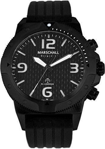 Marschall Original Herren Armbanduhr I Ilumino Negro GT I Taucher-Funkuhr mit schwarzem Silikonarmband I Lumineszierende Zeiger und Beleuchtung I Modern und leistungsstark