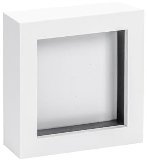Nicola Spring 3D-Schattenbox-Fotorahmen – 10 x 10 cm (4 x 4 Zoll) – 1 Stück – weißer 3D-Fotorahmen, Bilderrahmen-Box, kleine quadratische Vitrine für Kunsthandwerk, Andenken