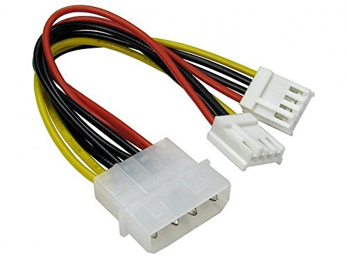 rhinocables - Molex to Floppy Power Adapter | Efficient Power Distribution | Versatile Compatibility | Easy Installation | Space-saving Design, Multicolor, Molex to 2 x Floppy