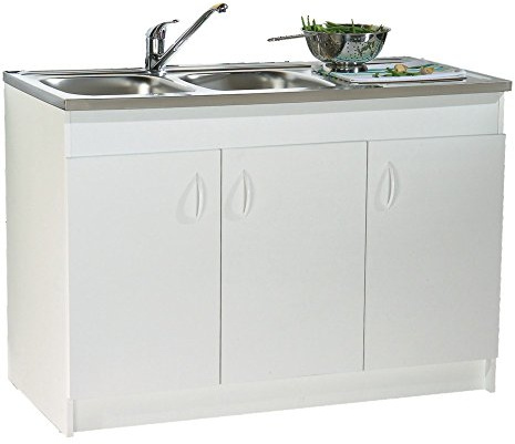 Meuble sous-évier 3 portes mélaminé blanc 120x60