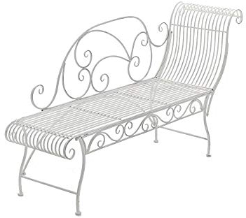 CLP Eisen-Gartenbank Karma I Recamiere mit romantischen Verzierungen I Robuste Sonnenliege aus Eisen I erhältlich, Farbe:weiß